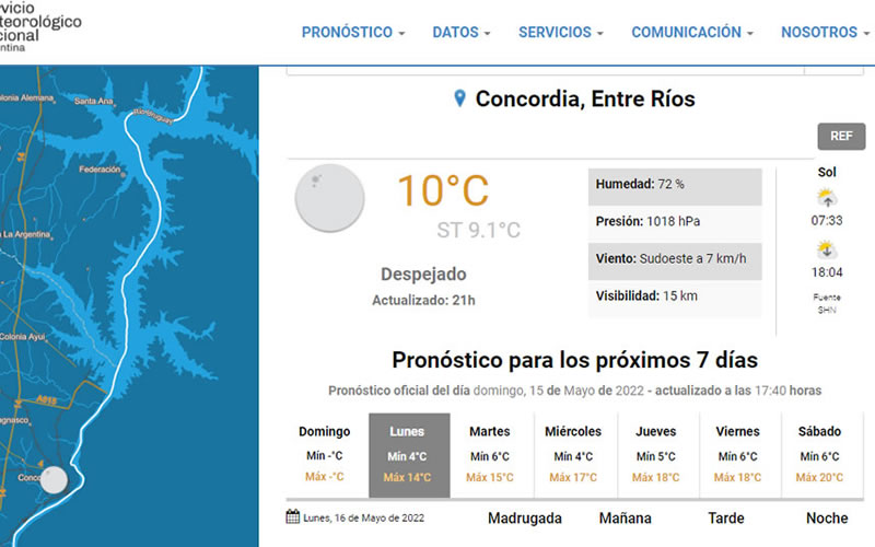 Se vienen días de bajas temperaturas para Concordia