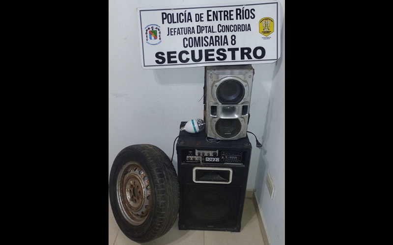 Intentó robar los parlantes y una rueda de auxilio de un auto