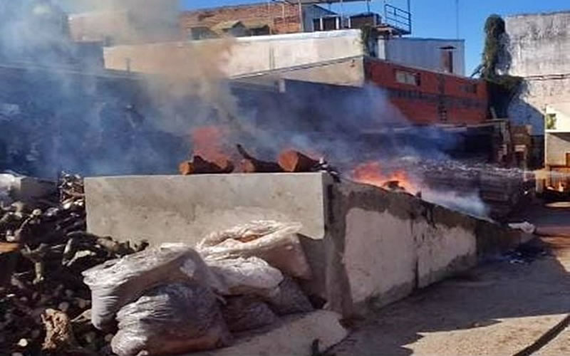 Incendio en un local concordiense consumió varias toneladas de leña