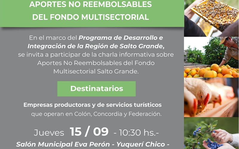 Charla informativa sobre aportes no reembolsables del Fondo Multisectorial en Estancia Grande