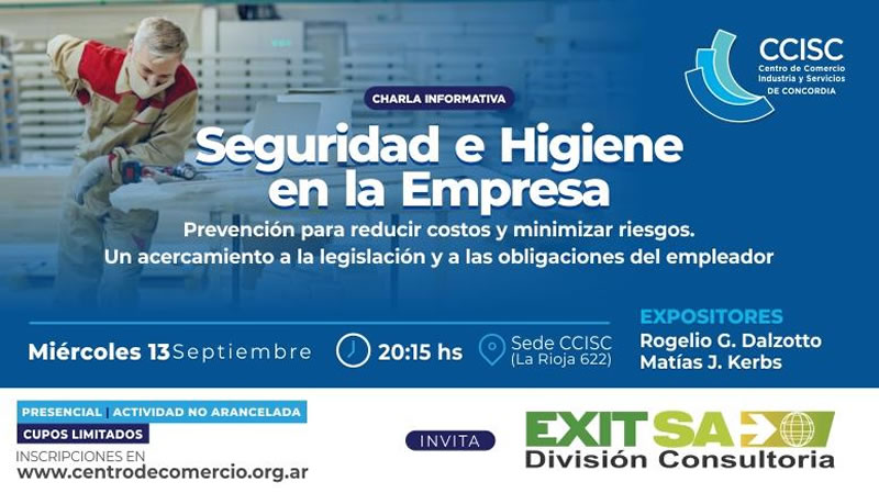 Seguridad e higiene en la empresa: Charla gratuita en el CCISC