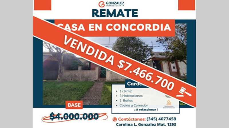 Exitosa subasta de la propiedad en calle Villaguay 939 el 25 de Octubre