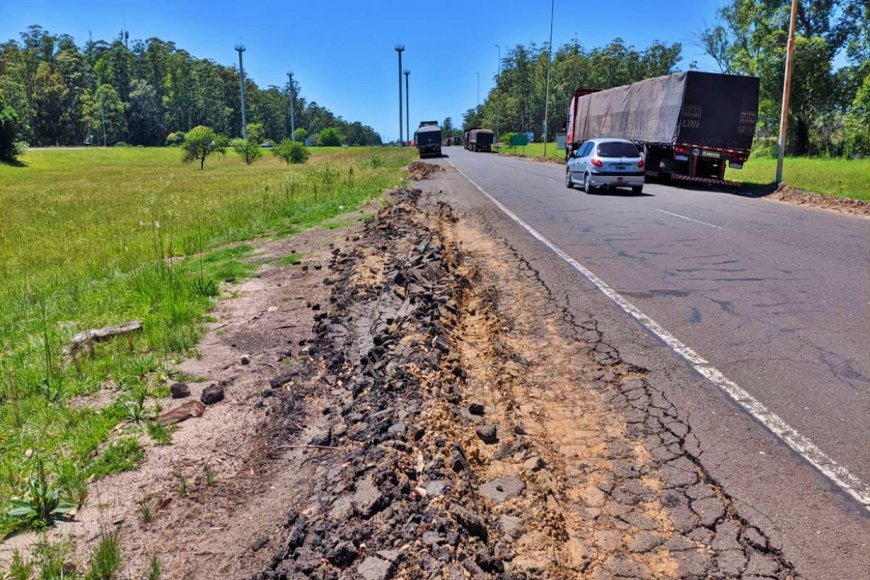 Obras, filas y demoras en la destrozada banquina de la RN A 015
