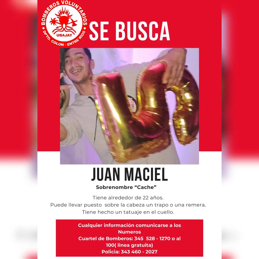 Intentan dar con el paradero de un jóven en Ubajay