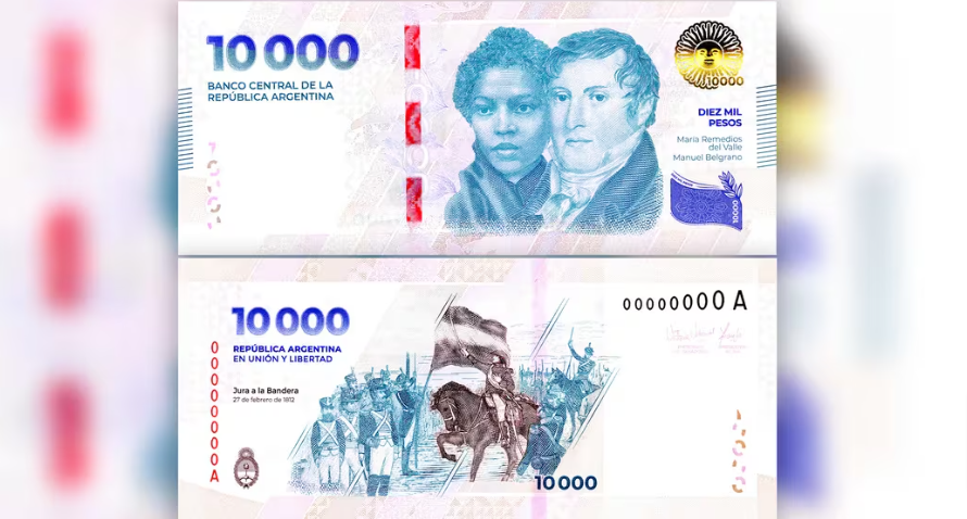 El Banco Central puso en circulación los nuevos billetes de 10.000 pesos