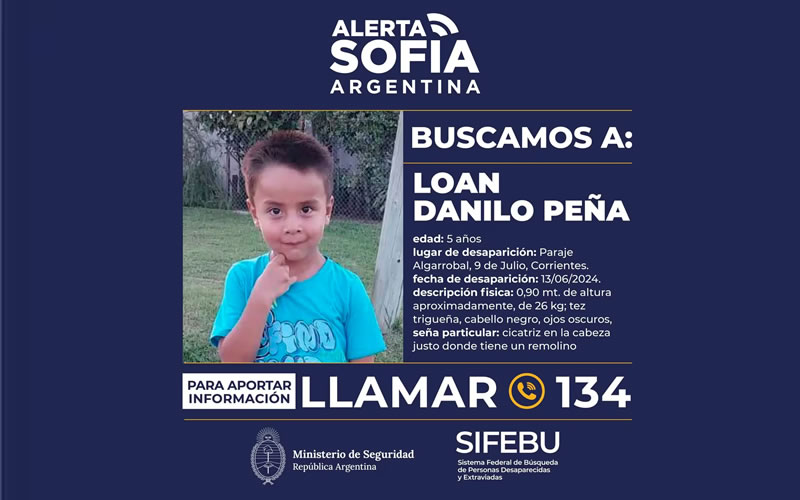 Que es la Alerta Sofía, el sistema que se aplicó a la búsqueda de Loan Danilo Peña en Corrientes