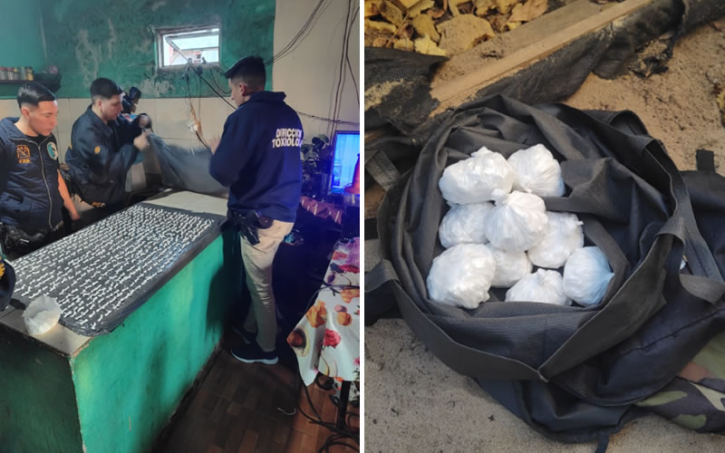 En múltiples allanamientos secuestran varios envoltorios de cocaína y detienen a dos personas