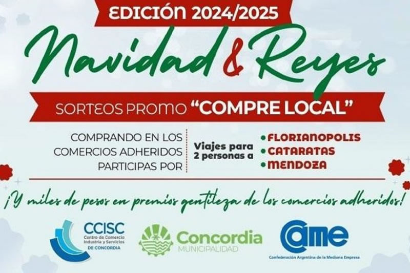 «Promo Navidad & Reyes 2024-2025» en Concordia: Sortearán viajes a destinos turísticos y miles de pesos
