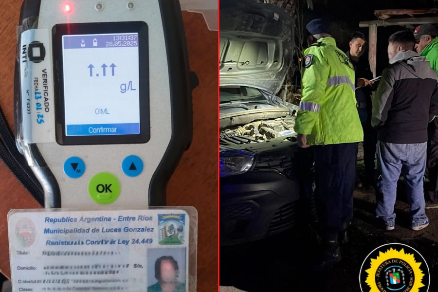 Conducía con nivel récord de alcoholemia, licencia inhabilitada por reincidente y retuvieron su auto