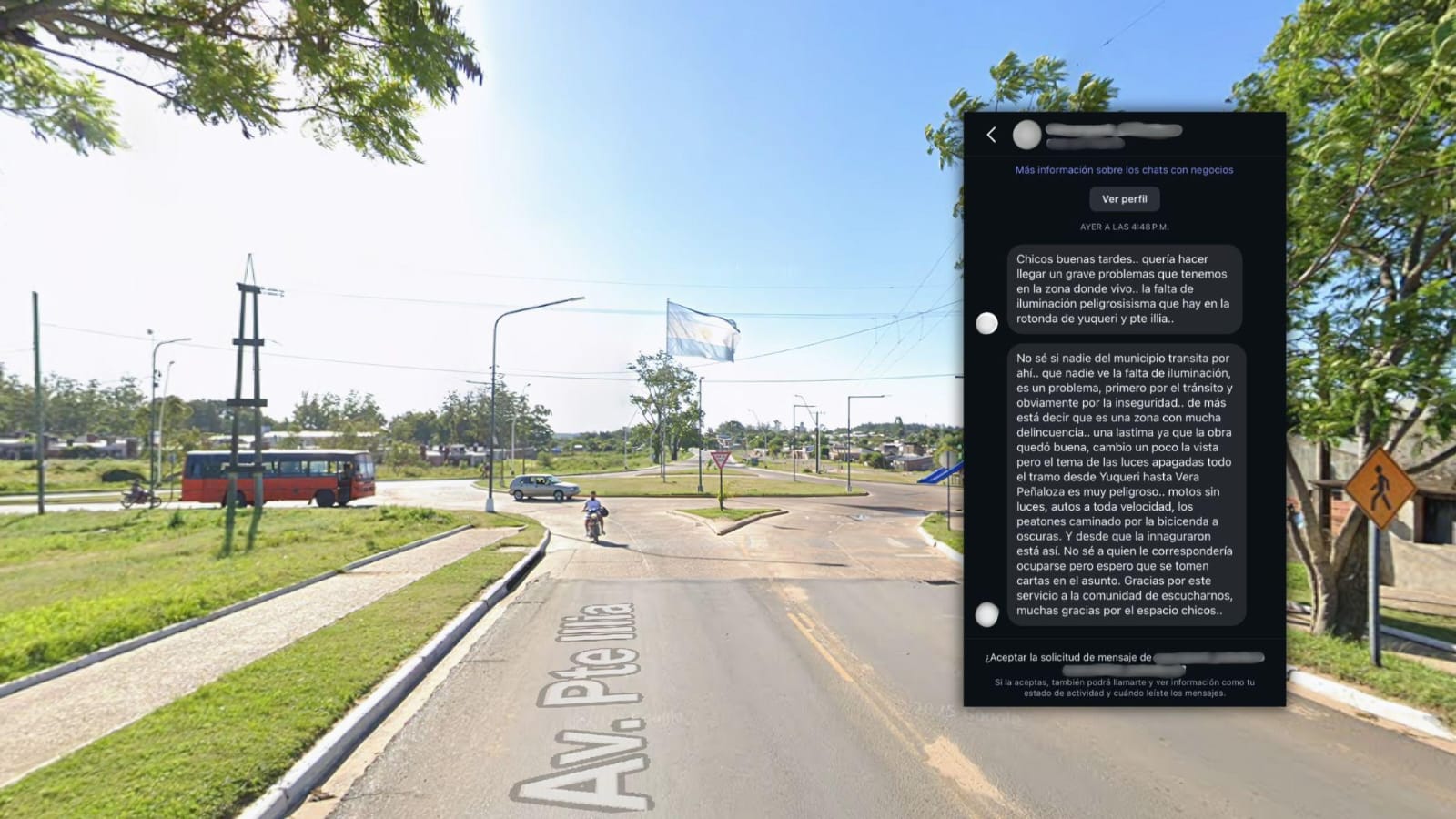 Solicitud de vecino Nº 37: Persisten los reclamos por la falta de iluminación y la inseguridad en la rotonda de Presidente Illia – Boulevard Yuquerí