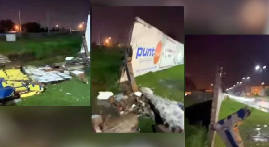 La tormenta tiró abajo parte del muro perimetral del Club Defensores de Nebel