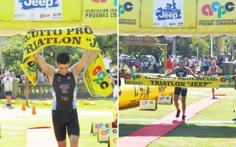 Maximo Andino y María Rivero ganaron la cuarta fecha del Triatlón Binacional