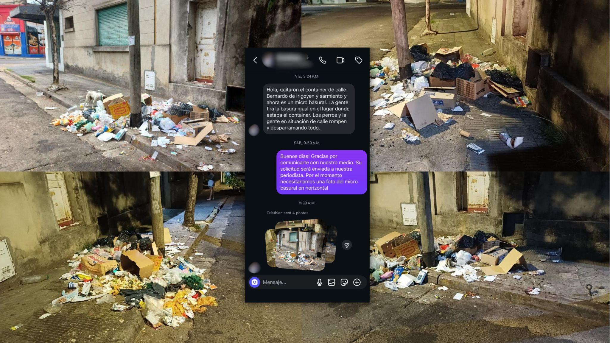 Solicitud de vecino N° 61: advierten que el retiro de un contenedor generó un microbasural en pleno centro
