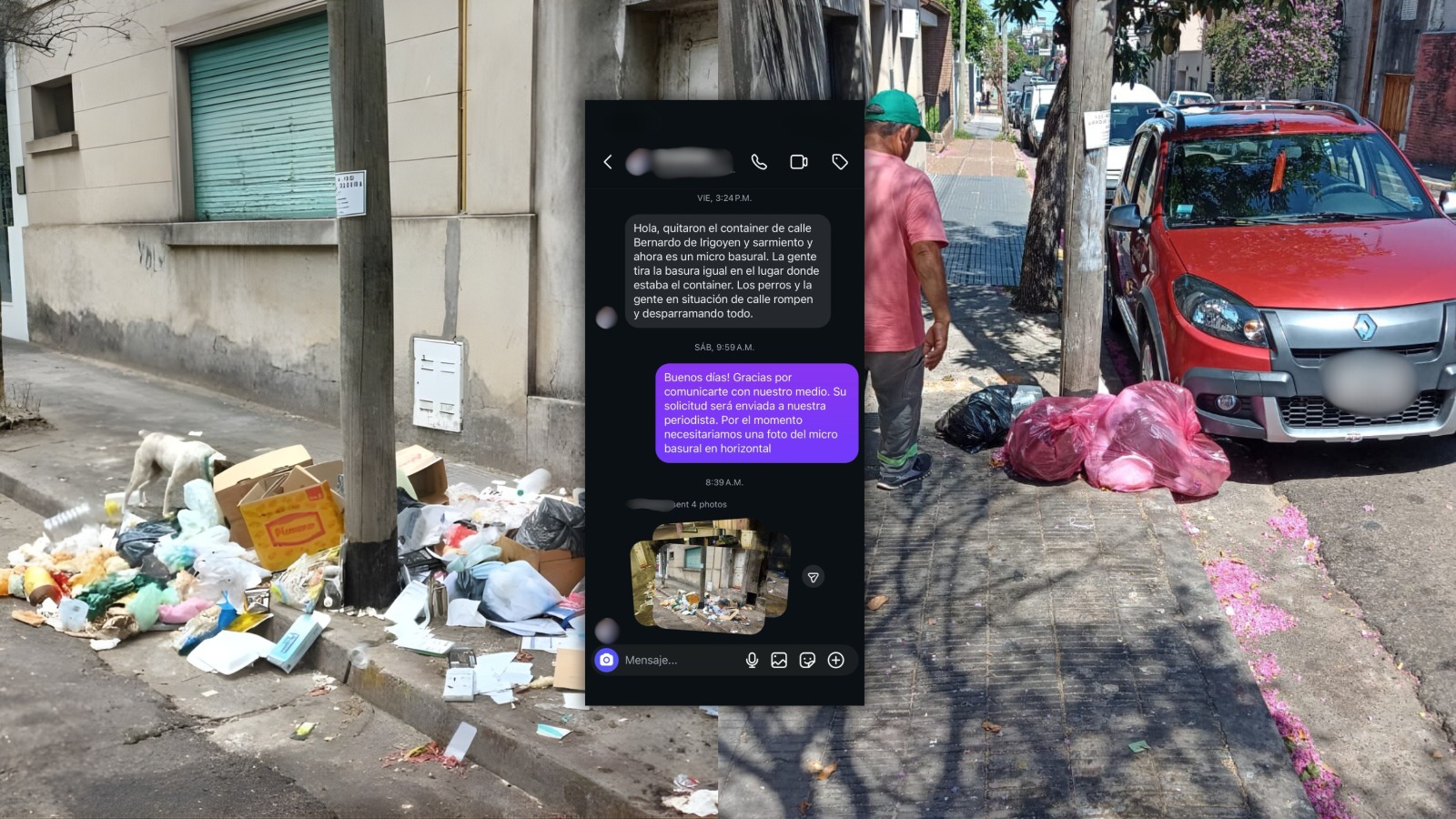 Solicitud de vecino N° 61: advierten que el retiro de un contenedor generó un microbasural en pleno centro
