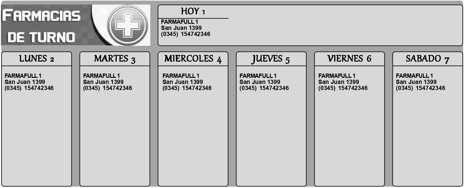Farmacias de Turno del 1 de marzo al 7 de marzo