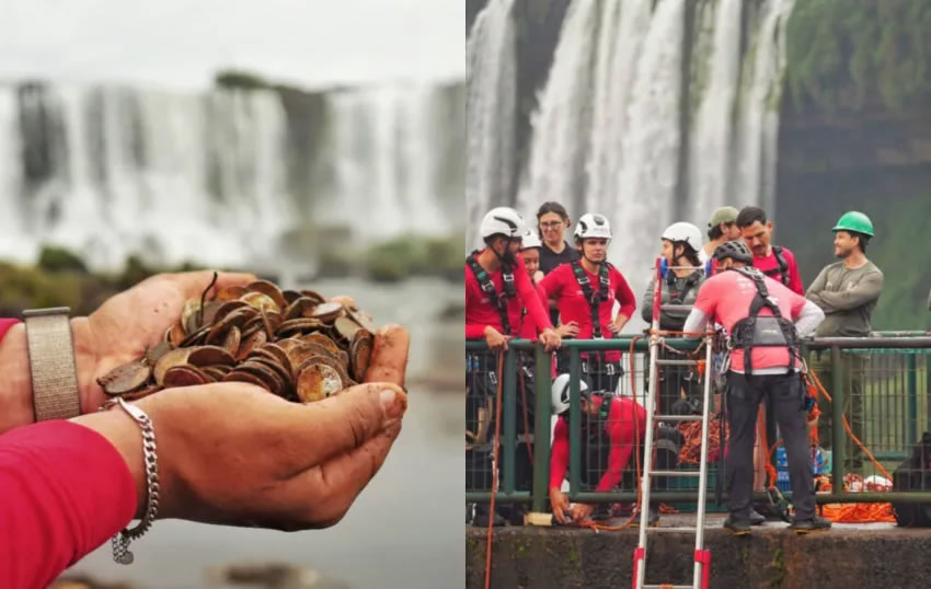 Cataratas del Iguazú: El bajo caudal permitió extraer casi 400 kilos de monedas