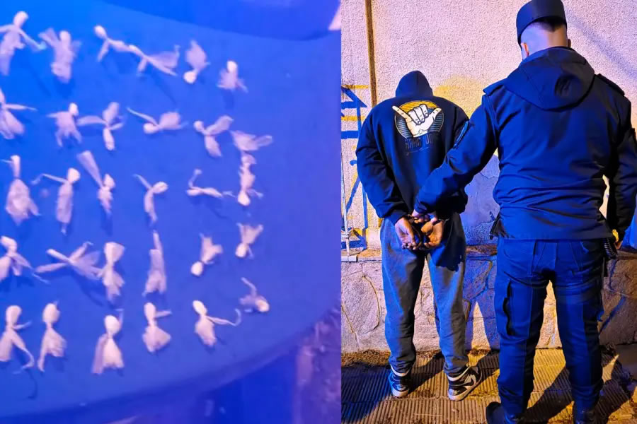 Procedimiento policial: Lo frenaron en un control y se le cayó droga del bolsillo