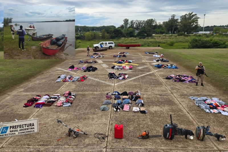 Prefectura detuvo a dos personas y secuestró mercadería valuada en 48 millones de pesos que pretendían pasar a Uruguay