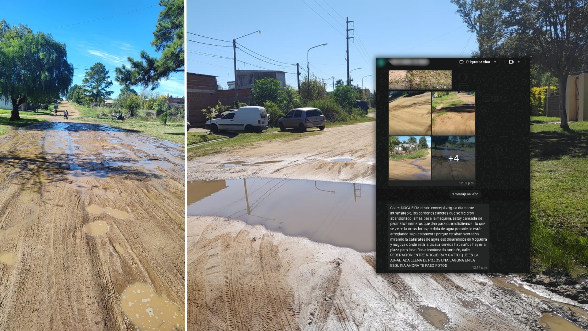 Solicitud de vecino N° 92: calles rotas, pérdidas de agua y cloacas desbordadas, un reclamo que se repite en la zona de Nogueira y alrededores