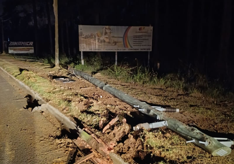 Un choque contra un poste provocó un corte de energía en la zona norte de Concordia
