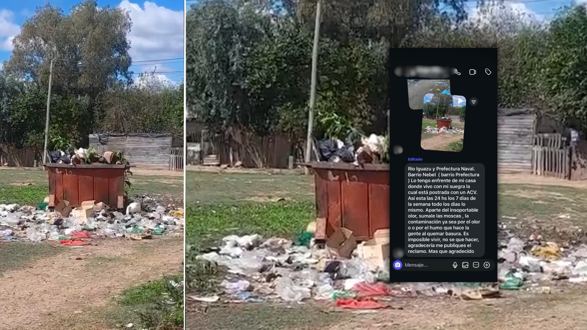 Solicitud de vecino N° 108: reclamo por basura, humo y malos olores en la zona de Río Iguazú y Prefectura Naval