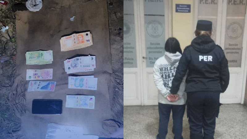 Intentó descartar envoltorios de cocaína al ver a la Policía y terminó detenida