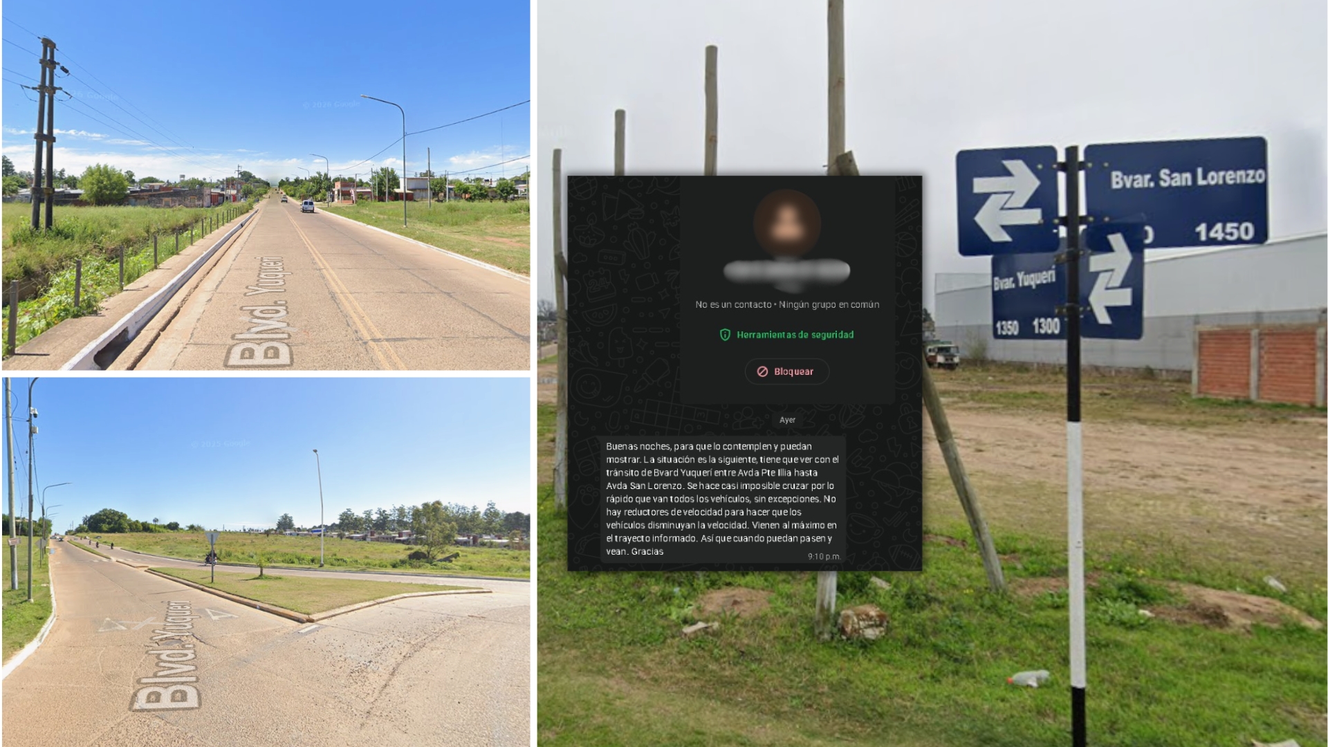Solicitud de vecino N° 110: Exceso en la velocidad de circulación en calle Bvard. Yuquerí entre San Lorenzo y Pte Illia