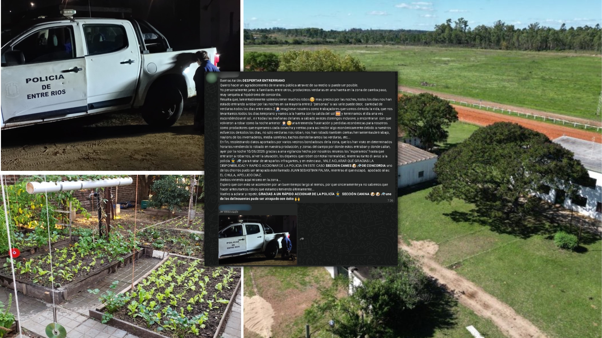 Solicitud de vecino N° 114 : reiterados robos a productores hortícolas en la zona de Camba Paso