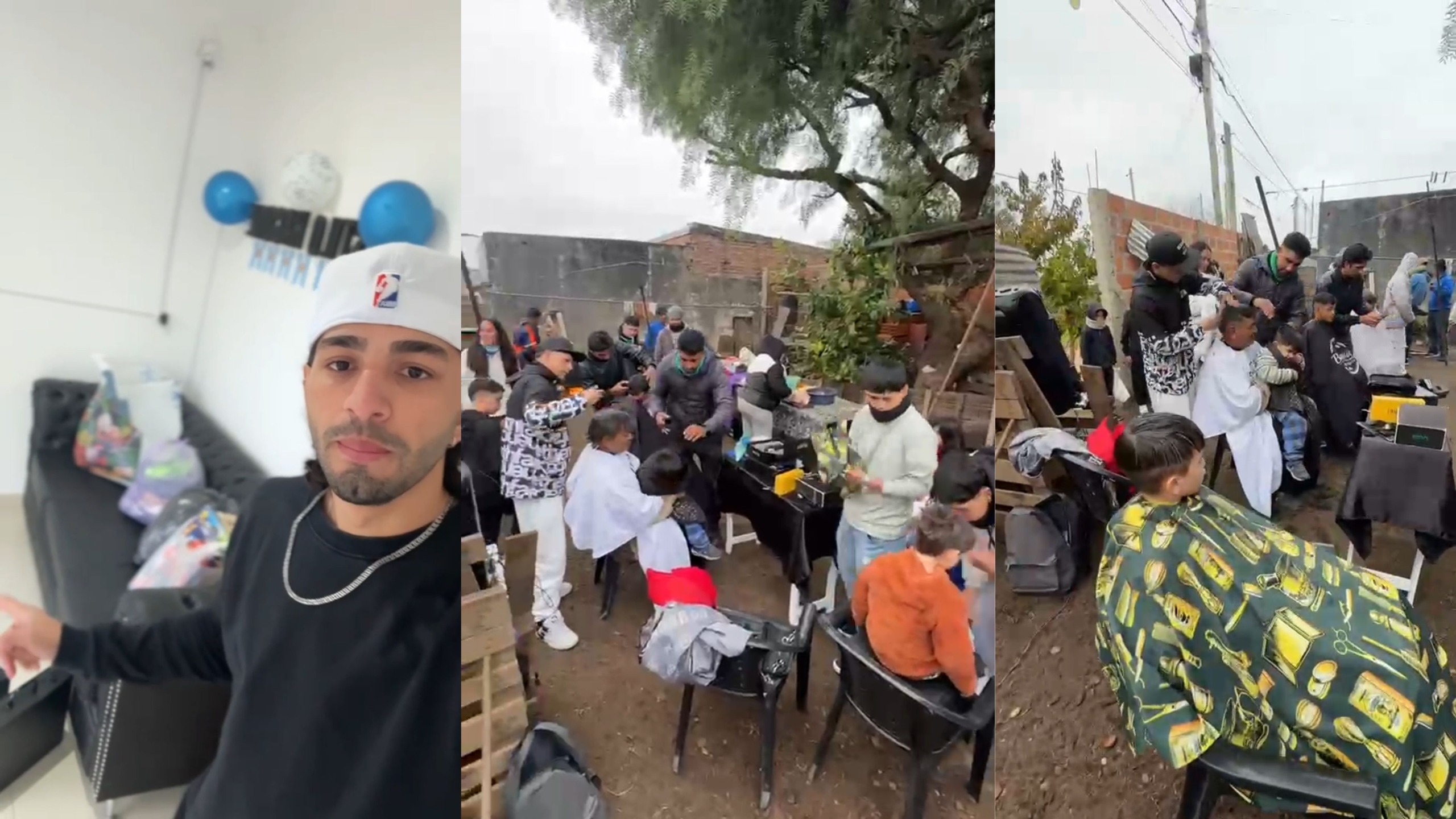 Barberos volvieron al barrio donde crecieron y realizaron una jornada solidaria para decenas de familias