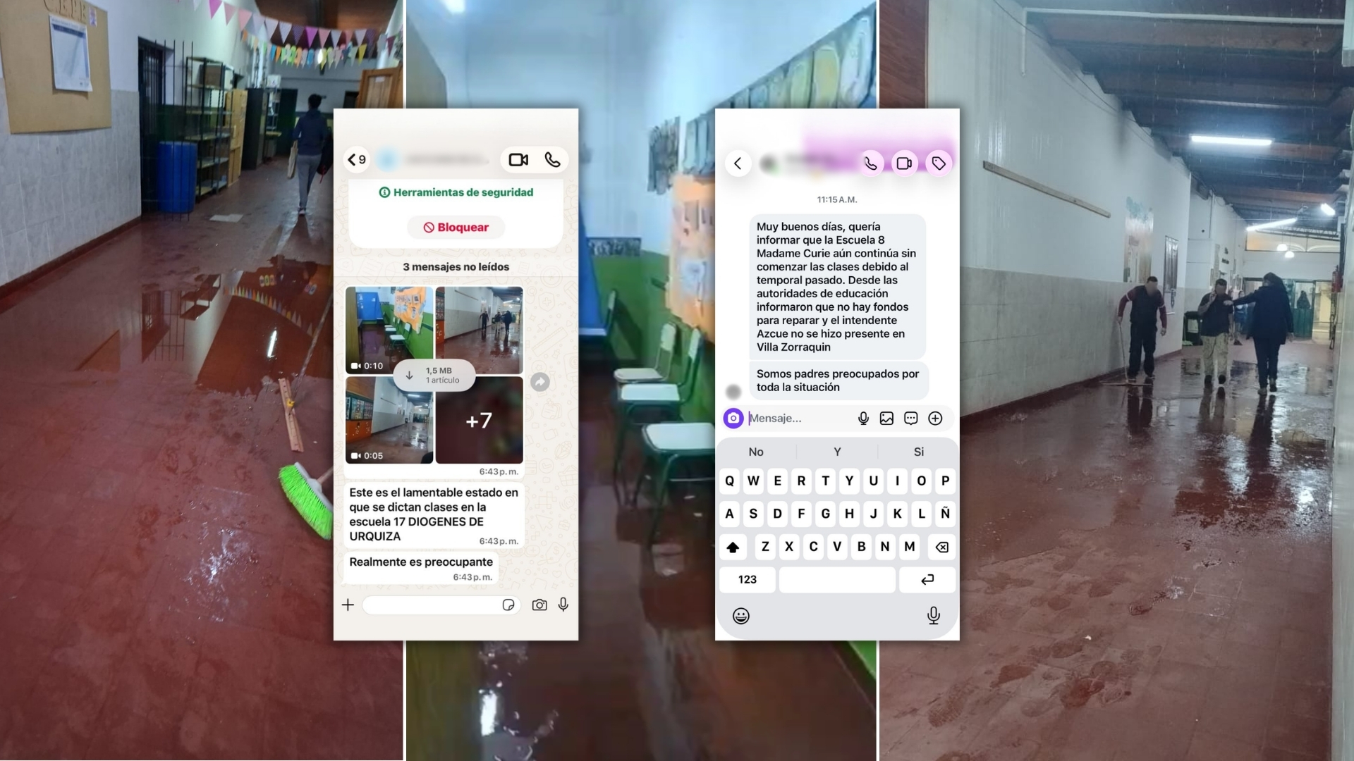 Solicitud de vecino N° 128: situación edilicia en las escuelas N° 8 «Madame Curie» y N° 17 «Diógenes de Urquiza» tras el temporal