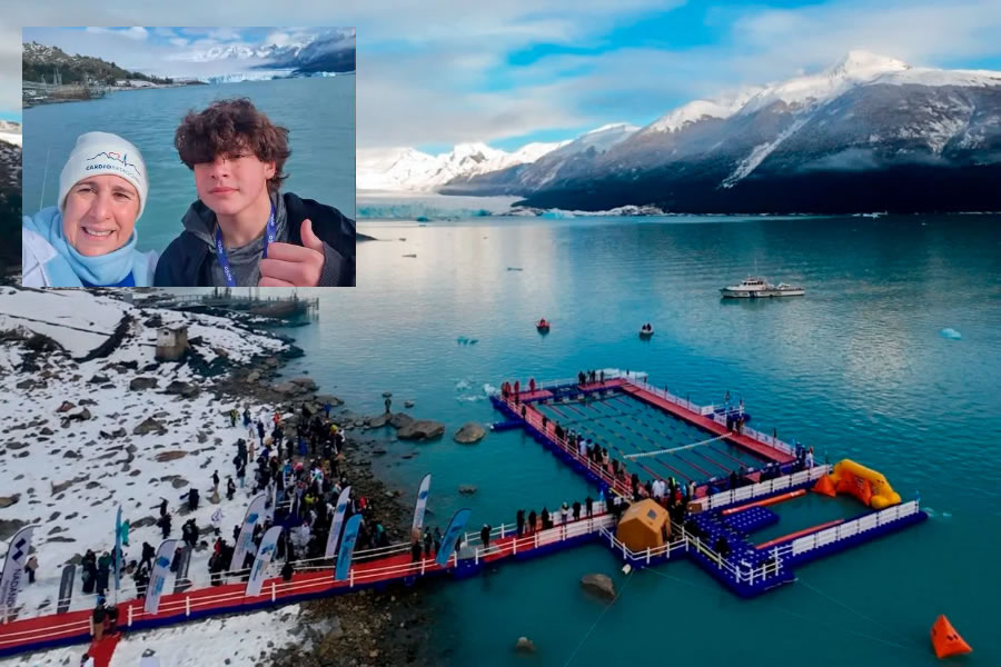 Entrerriano de 14 años marcó uno de los récords mundiales en aguas gélidas frente al Glaciar Perito Moreno