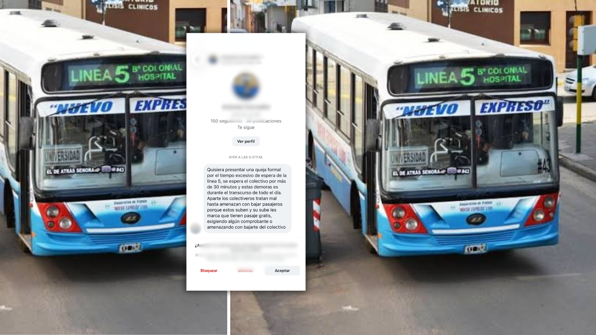Solicitud de vecino N° 134: demoras y reclamos por el servicio de la línea 5 de colectivo