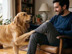 los-veterinarios-explican-por-que-los-perros-ponen-una-pata-encima-de-sus-duenos-muchas-veces-no-es-un-pedido-de-comida-foto-imagen-generada-con-ia-gemini-LX4LKIEPARA2XOTAO6DBING6D4