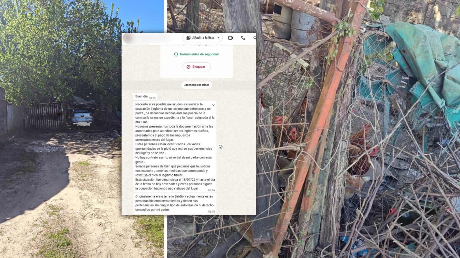 Solicitud de vecino N° 143: denuncian la ocupación de un terreno y piden una respuesta judicial