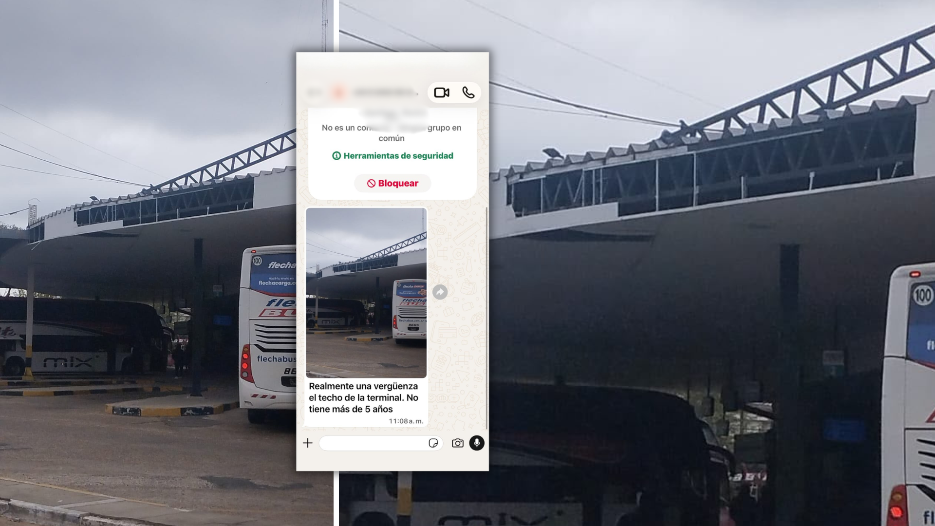 Solicitud de vecino N° 144: estructura del techo con faltante de chapas en la terminal de ómnibus
