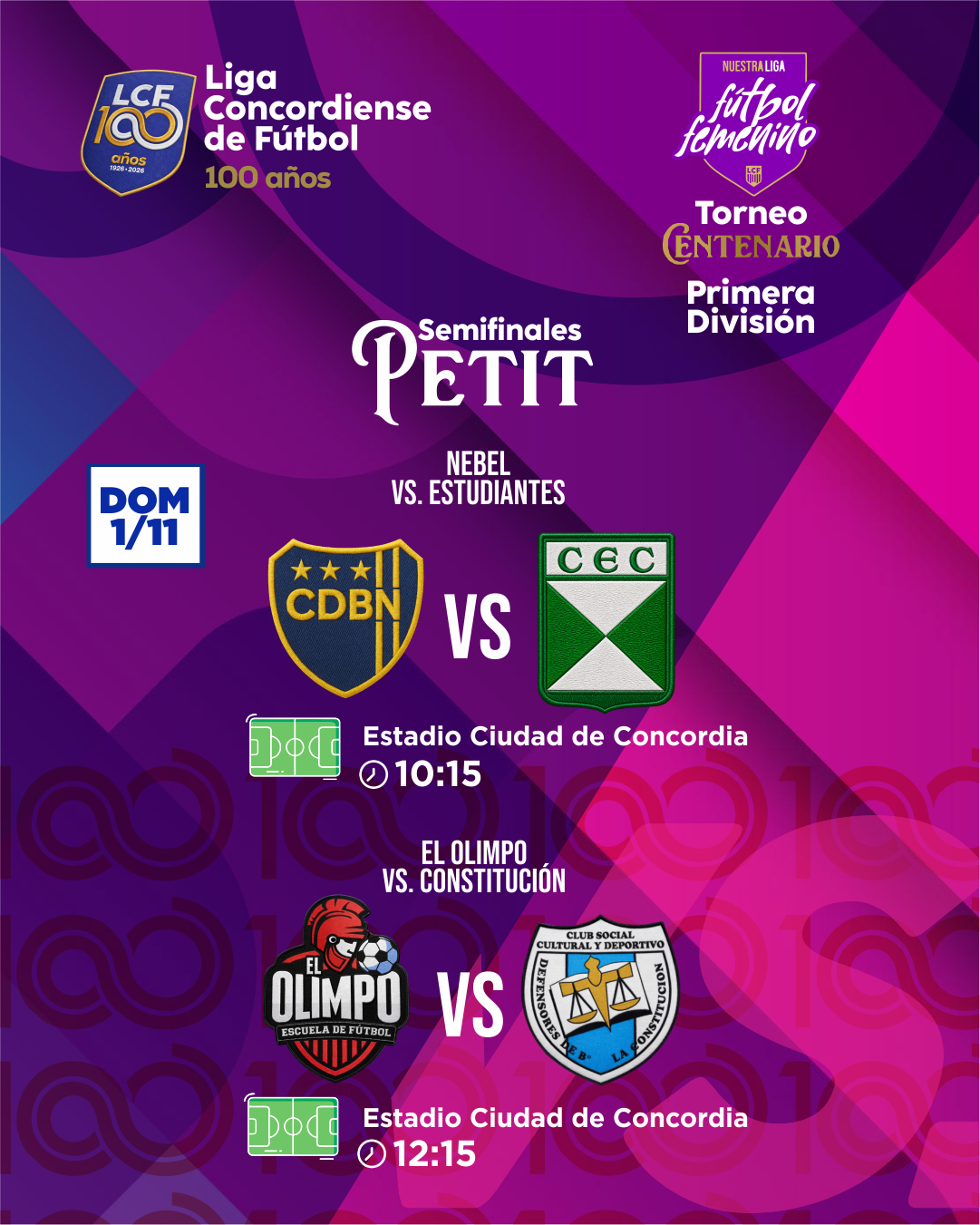El Estadio Ciudad de Concordia será sede de las semifinales del Petit Torneo Femenino